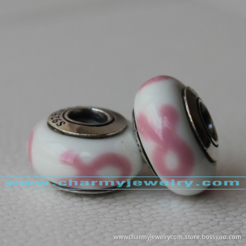 Glass Bead With Sterling Silver Core